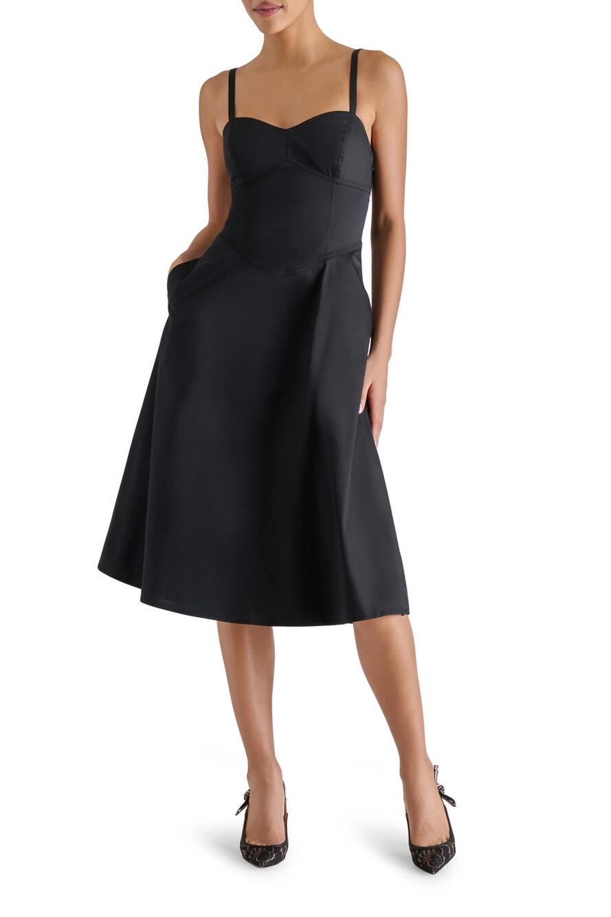 Steve Madden Sleeveless Stretch Cotton Fit & Flare Dress Black Size 4
